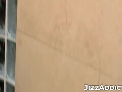 Lustful college dude Alex Andrews is banging hardcore in the shower