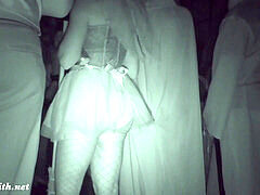 Caught naked in a dim corner of the club!