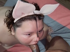 BBW slut humiliated as she endures a face-fucking session with her dominant owner