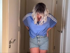 Desperate MILF Emma Voyeur Wets Her Tight Jeans in Public - Pissing & Squirming