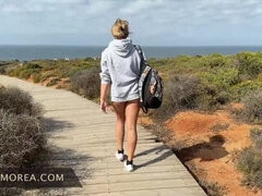 Hot Blonde Alicia Morea Pisses Barefoot on Path - No Panties Outdoor Fun