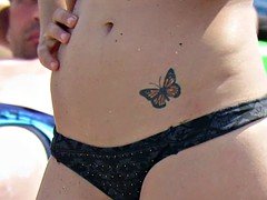 Beach, Big tits, Bikini, Nipples, Teen, Voyeur