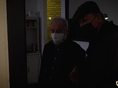 Horny teen and old men gangbang