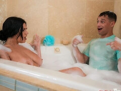 ぽっちゃり, デカ尻, デカチン, フェラチオ, 茶髪の, チン, 毛深い, オマンコ