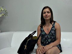Innocent teen babe banged on her first porn casting