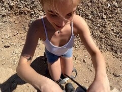 Steamy couple AlexAndAva gets it on outdoors near Las Vegas with a public creampie