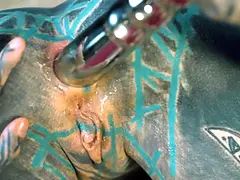 お尻, ブロンド, ディルド, 指いじり, ドイツ人, ガリガリ, タトゥー, オッパイの