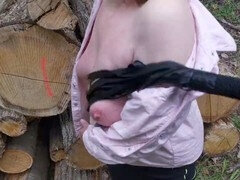Intense bondage and discipline session in the woods