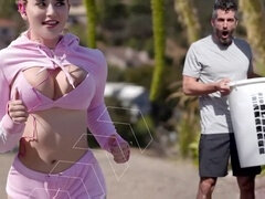 舞台裏, 着衣女と全裸男, マシーンファック, ティーン, おもちゃ