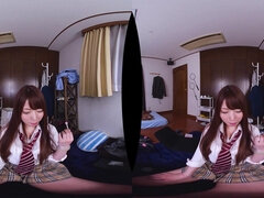 Asian teen shows her white panties in VR