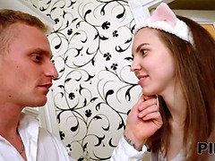 18 jahre, Frau frau mann, Hd, Zierlich, Muschi, Russisch, Strümpfe, Flotter dreier