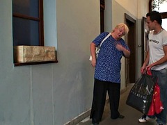 Picked up blonde granny gets fucked from behind