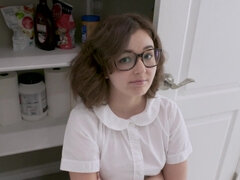 Nerdy newcomer Leana Lovings banged in the living room