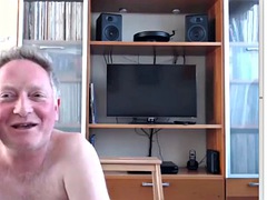 Old man sucking dildo on cam