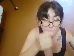 Amateur, Blowjob, Brunette, Cumshot, Glasses, Russian