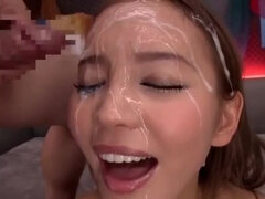 Asiatisch, Viele männer bespritzen eine frau, Japanische massage