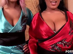 巨乳な, ヒール, 巨大, マッサージ, 裸, 自然山雀, オイル, 三人