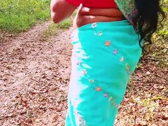 Indian Couple Outdoor Sex with Dirty Telugu Talk - Big Natural Boobs & Big Dick Fucking in Jungle