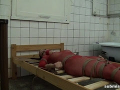 Cindy in the butchery bound to the bed