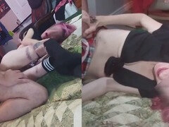 18 jaar, Enthousiasteling, Amerikaans, Sperma shot, Vrouw, Sokken, Strak, Uniformpje