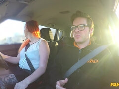 Amateur, Blowjob, Car, Handjob, Masturbation, Outdoor, Redhead