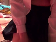 Asian schoolgirl rubs