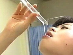 Lewd nurse's sperm inspection in a naughty hospital setting