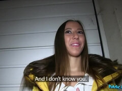 Leie, Blasen, Braunhaarige, Hundestellung, Im freien, Pov, Schüchtern