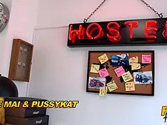 Fake hostel - asian sapphic backpackers get pent up in a loft [full vid]