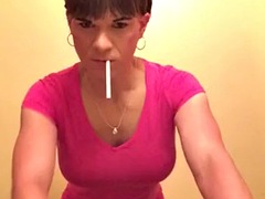 Horny crossdresser jerks off and cums with dildo in ass