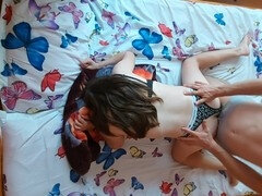 18 jaar, Amerikaans, Condoom, Sperma, Huisgemaakt, Klein, Kousen, Tiener