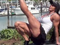 女, 筋肉, アウトドア, 公共