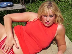 British housewife playing outside