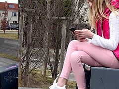 Amateur, Sucer une bite, De plein air, Public, Adolescente