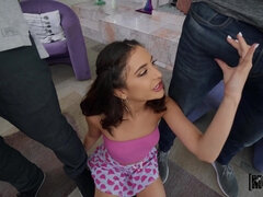 アナル, デカチン, フェラチオ, 茶髪の, イマラチオ, オージー, ラフ, 三人