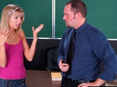 Cute college girl Chastity Lynn gets her wet pussy pumped in class by her big dick professor