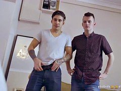 Christen alternately ride on two dicks