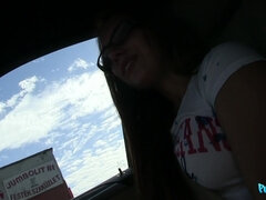 Babes, Big cock, Blowjob, Car, European, Money, Outdoor, Pov