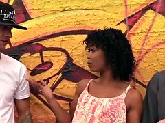 Negro, Mamada, Ébano, Grupo, Interracial