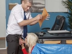 デカ尻, デカパイ, ブロンド, フェラチオ, バック, 靴, ストッキング, オッパイの