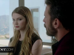 デカ尻, デカパイ, 茶髪の, バック, ドレス, 女 人男 人, 手コキする, 三人