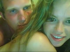 Pretty camgirl rides boyfriend's cock with her asshole