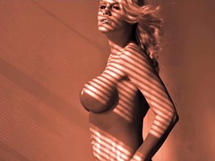 デカパイ, ブロンド, 下着, オナニー, 淫乱熟女, ポルノスター, 一人