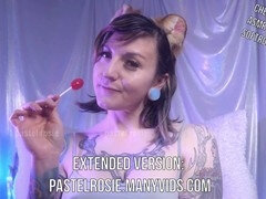 Sensual ASMR - Moist Lollipop Licking Noises with Pastel Rosie - Seductive Whispering, Enormous Breasts, and Tongue Tease Fantasy