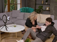 Dude gets to slay a mature brunette's hot pussy hole