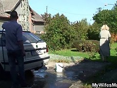 デカパイ, 巨乳な, 祖父, 巨大, 母, アウトドア, 公共, オッパイの