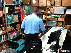 Hinterzimmer, Blasen, Braunhaarige, Hd, Polizei, Bestrafung, Dürr, Titten