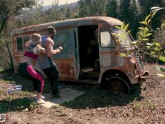 Hottie Kali Rose enjoys having sex in an abandoned van