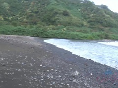 Leie, Strand, Bikini, Blasen, Braunhaarige, Schmutzig, Höschen, Titten