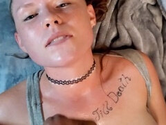 Grote lul, Zwart, Pijpbeurt, Sperma in mond, Likken, Roodharige vrouw, Vrouw